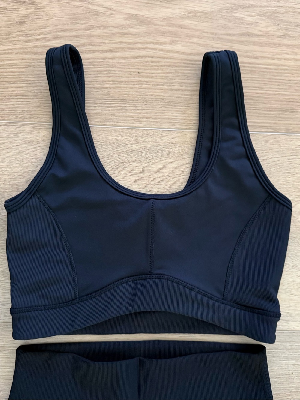 WILO The Label Black Ribbed Activewear Set Sports Bra S Leggings M - Picture 2 of 8